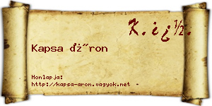 Kapsa Áron névjegykártya
